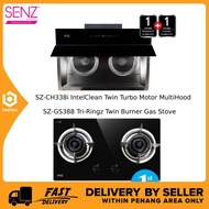 SENZ SZ-CH338i IntelClean Twin Turbo Motor MultiHood Cooker Hood 1800M3/H + SENZ SZ-GS388 Tri-Ringz Twin Burner Gas Stove 6.4kW (*1+1 Extended Warranty*)