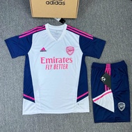 Arsenal Training Club Football Kit White Pink Stripe Pants With Breathable Hexagonal Fabric Bag