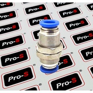 Pro-S PMM Bulkhead Union Pneumatic Fittings Tube Size:4mm, 6mm, 8 mm, 10 mm, 12 mm, 16 mm (4 pcs / p
