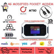 NEW 4G MODIFIED POCKET MODEM OLAX MT80 UNLIMITED INTERNET HOTSPOT WITH 3,000mAh BATTERY | WIFI 6