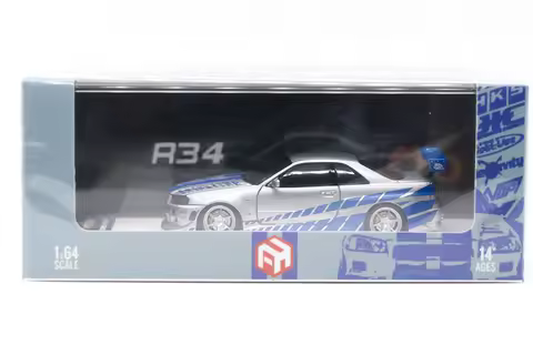 Focal Horizon FH 1:64 R34 C-West FNF Silver-Blue Die-Cast Car Models Gifts
