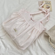 GlamourGetaway Pleated Skirt Tie Shoulder Bag Sweet Womens Shopping Tote Bags Canvas Female Vest Bag