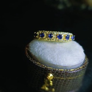高貴|高火彩無燒皇家藍寶石|斯里蘭卡純銀中性排戒款戒指