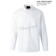 KEMEJA Men's Plain Large Size Shirt / Oxford Long Shirt Big Size White 02