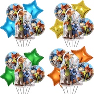 5pcs/set Zootopia Theme Judy and Nick Foil Balloons Set for Kids Toys Birthday Party Decoraitons