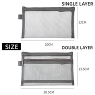A4 Mesh Document Bag Double Layer Transparent File Pouch for Student Subject