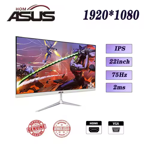 ASUSHOM 22 Inch 75Hz 1920x1080p Computer Monitor PC 1K HD Gaming VGA/HDMI Flat Panel Portable Monito
