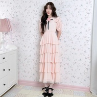 FLAT2112 : LALIN ROSE MAXI DRESS เดรสยาวแม็กซี่สีชมพูพาสเทลหวานละมุนเดรสสีชมพูพาสเทล เดรสยาวสีชมพูคุ