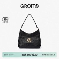 GROTTO GROTTO Blackstone hobo Bag Vegetable Tanned Sheepskin Armpit Order Shoulder Messenger Bag Tot