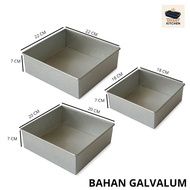 (3 PCS) Non-Stick Galvalum Square Cake Pan | Size 18x18x7,20x20x7,22x22x7 cm | Brownie Sponge Cake P