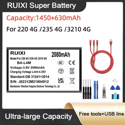 2080mAh BA-L4M RUIXI Ultra Large Capacity Battery For 220 4G /235 4G /3210 4G Mobile Phone Batteries