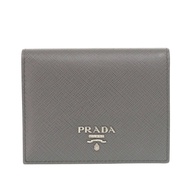 Prada Saffiano 皮革灰/粉紅色雙折皮夾 0064 [二手] 成色極佳
