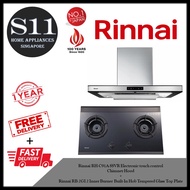 Rinnai RH-C91A-SSVR Electronic touch control Chimney Hood + Rinnai RB-2GI 2 Inner Burner Built-In Hob Tempered Glass Top Plate*BUNDLE DEAL - FREE DELIVERY