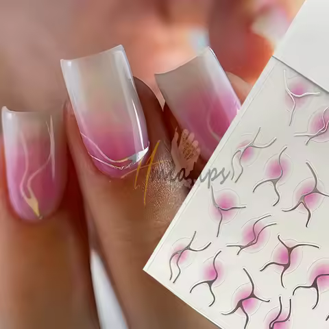Gradient Blush Nail Sticker 3D Aura Red Blue Dizzy Powder Blusher Nail Decals Halo Dye Jelly Gradien