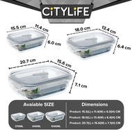 (Gift Pack Bundle) Citylife Air-tight Glass Lunch Box Oven Microwave Glass Food Container Bento Box 