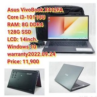 Asus VivoBook X412FA Core i3-10110U RAM: 8G DDR4 128G SSD  LCD: 14inch. Windows 10 warranty2022.09.24 Price: 11,900