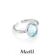 S925 Silver Unique Moonstone Women's Ring Simple Opening Adjustable Ring