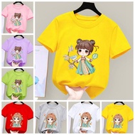 Kids T Shirt Girl Short Sleeve CottonTee Cartoon Print Basic Design Baju Kanak Kanak Perempuan 9 _12 Tahun 韩国原宿