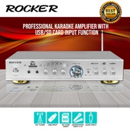 ROCKER RKA-570 Power Amplifier Karaoke Amp Ampli Home Theater Receiver with Support USB SD Card FM 2 Mic AC Power