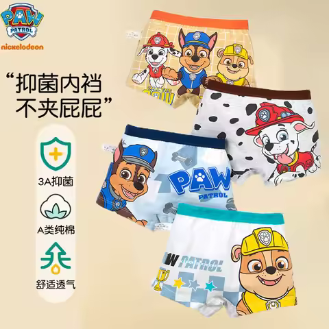 4PCS Original Paw Patrol Children's Underpants Boys Cotton Panties Antibacterial underwear Kids Baby
