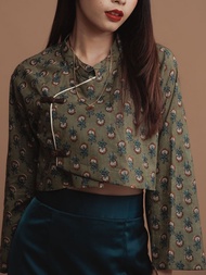 (JUN) เสื้อเชิ้ตผู้หญิง สีมะกอก ลายดอกไม้ รุ่น ASSA (CNY Shirt 2026)