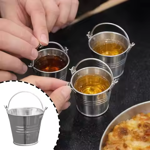 Creative with Handle Bucket Shot Glass Reusable Portable Mini Bucket Cup Tiny Pail Cup Home