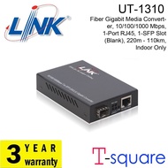 Link UT-1310A Fiber Gigabit Media Converter 10/100/1000 Mbps 1-Port RJ45 1-SFP Slot (Blank) 220m - 110km Indoor Only