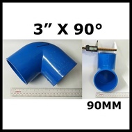 PVC ELBOW 90MM BLUE FOR CLEAN WATER --------------------------------------------- PVC ELBOW 3" X