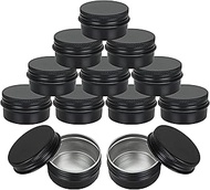 50Pcs 1oz Black Aluminum Tins, 1.8 x 1 inch (H*Dia), Round Tin Containers with Lids, Salve Tins, Lip