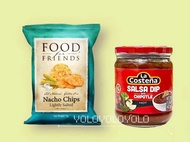 Nacho Chips & Guacamole/onion/cheese Dips (one chip & one dip only)