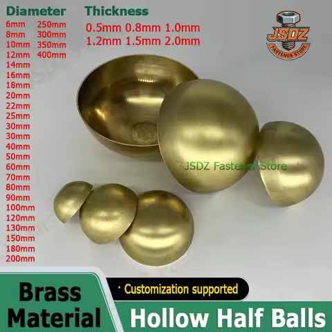 1-10pcs OD 6-400mm Brass Hollow Hemisphere Semisphere Pure Copper Half Balls Decoration Sealing Plug