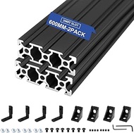 2Pack 2060 T Slot Aluminum Extrusion 600mm Black Extruded Aluminum Profile 20x60 T-Slotted Framing E