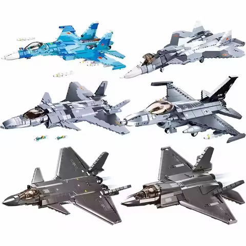 Sluban Modern Military Helicopter Sukhoi Su-57 Su-27 Aircrafts F/A-18 F-14 Fighter WWII Aircraft Bui