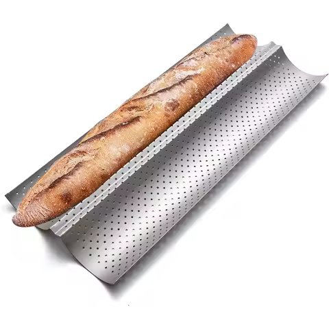 Nonstick Baguette Pans Perforated Baguettes Bakery Tray Reusable Handmade Loaf Bake Mold for Baking 