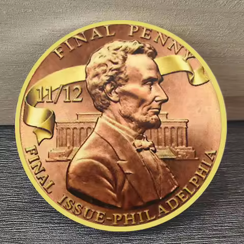 The Last U.S. Penny 1909-2025 Commemorative Coin Featuring Statue of Liberty and Abraham Lincoln com