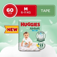 Huggies AirSoft Tape Diapers Medium - 60 pcs baby babies