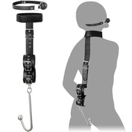 Sm Backhand Ball Gag Upper And Lower Handcuff With Hook Metal Plug Leather Binding Toy