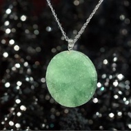 冰飄綠翡翠無事圓牌吊飾 18K金墜頭 |天然緬甸玉A貨翡翠 | 送禮