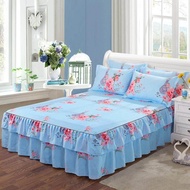 3pcs set Bedding Bed Skirt +2pc Free Pillowcases Wedding Bedspread Bed Sheet Mattress Cover Full Twin Queen King Size Bedsheets