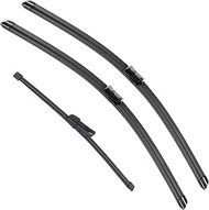 RAINTOK Windshield Wiper Blades Replacement for VW Volkswagen Golf 2015-2021 / VW Volkswagen e-Golf 2015-2020 / VW Volkswagen GTI 2015-2021 Front Rear Wipers Blade Set - 26" 18" 11" (Pack of 3)