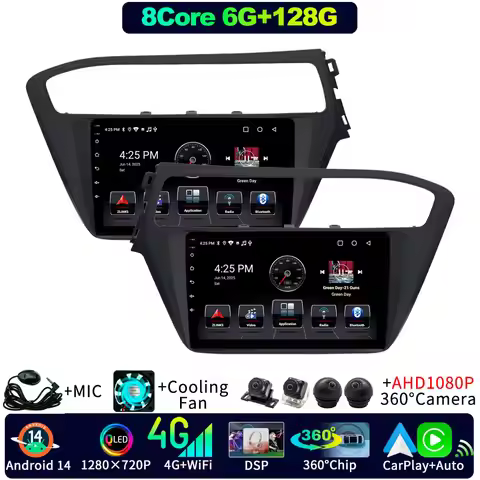 9"DSP DAB Android 14 For Hyundai i20 GB IB 18 19 20 CarPlay GPS Car Radio DVD Player GPS Stereo 360
