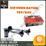 UNIVERSAL LORRY CAR BOAT MOTOR TWIN AIR HORN TECH 12V 24V 2IN1 DUAL TRUMPET SUPER LOUD LORI ANGIN HO