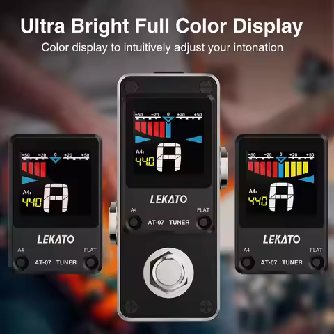 Lekato At-07 Tuner Pitch Guitar Effect Pedal Guitar Bass Pedal for Guitar Bass Violin Ukulele True B