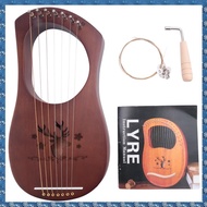 (WUSG) 7-String Lyre Harp Mahogany Solid Wooden Metal Strings Stringed Instruments