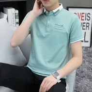 New Summer Men's Polo Shirts Plus Size Short Sleeve Male T-shirt Korean Fashion Pocket Letter Print Man Tops