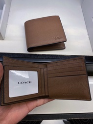 แท้💯% กระเป๋าสตางค์ Coach F74991 Compact ID Wallet In Sport Calf Leather