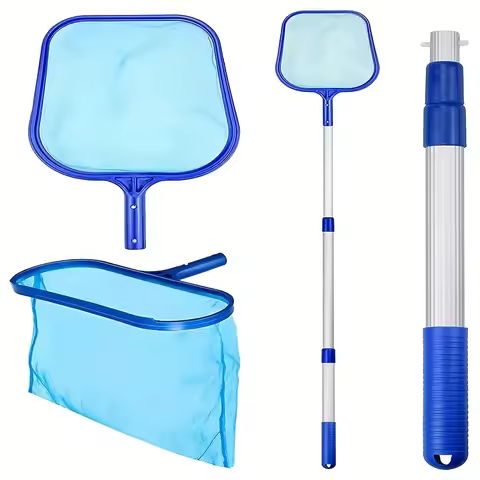 3pcs/Set Pool Skimmer Net with Adjustable 17-40" Telescopic Pole - Fine Mesh Net