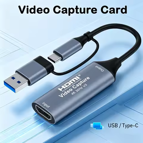 4K HDMI Video Capture Card 1080P HDMI to USB2.0 Type-C 2 in 1 Game Grabber Record Capture Device for