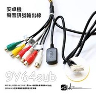 9Y64s【安卓機 聲音訊號輸出線】帶SIM卡槽(需本身車機有4G功能) 重低音線組 AUX 影像輸出 20pin腳位