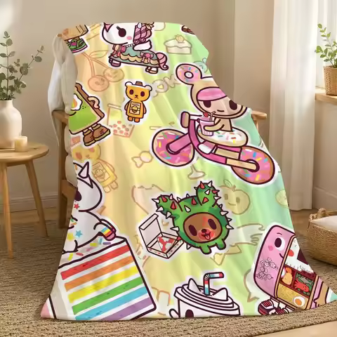 Tokidoki Fashion Throw flannel blanket, suitable for sofas, beds, offices, exquisite gift blankets